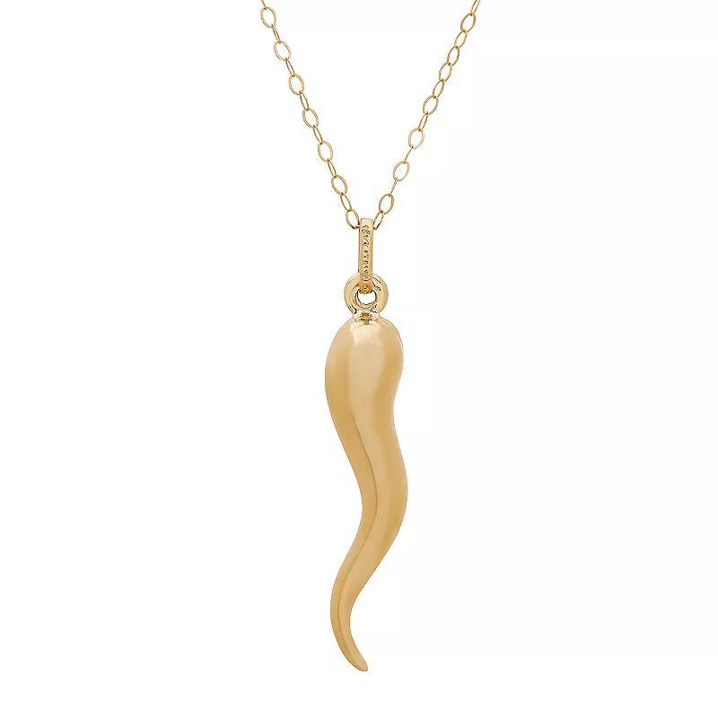 Everlasting Gold 10k Gold Polished Italian Horn Pendant Necklace, Womens Yellow Product Image