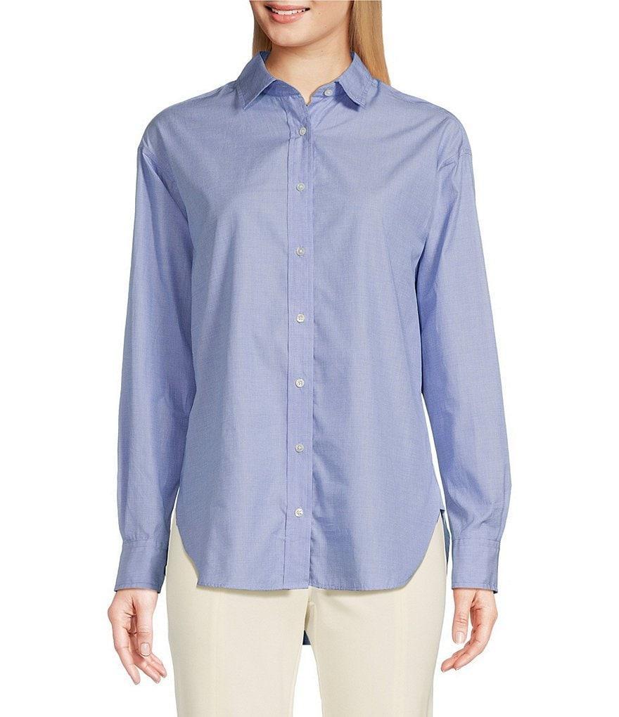 J.McLaughlin Finn Woven Point Collar Long Sleeve Button Front Blouse Product Image