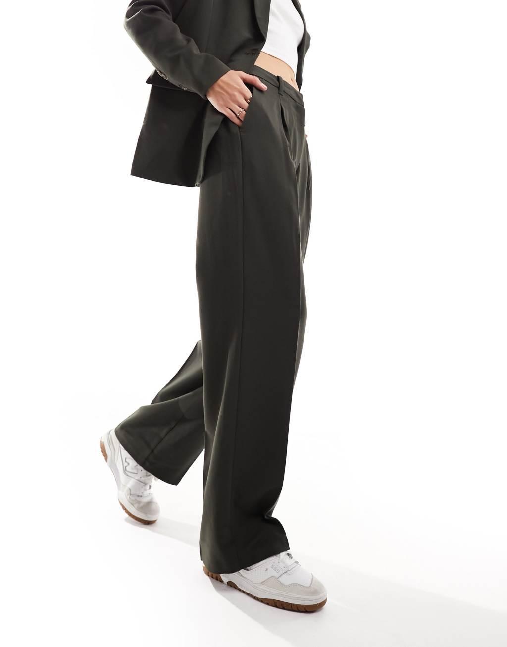 Vero Moda tailored wide leg pants in khaki - part of a set Product Image