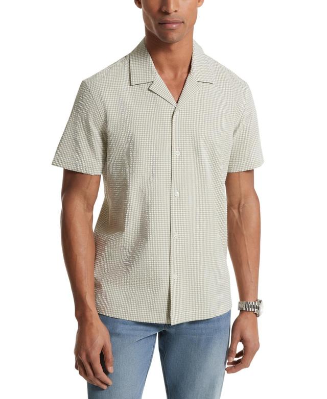 Michael Kors Mens Gingham Seersucker Short Sleeve Button-Front Camp Shirt Product Image