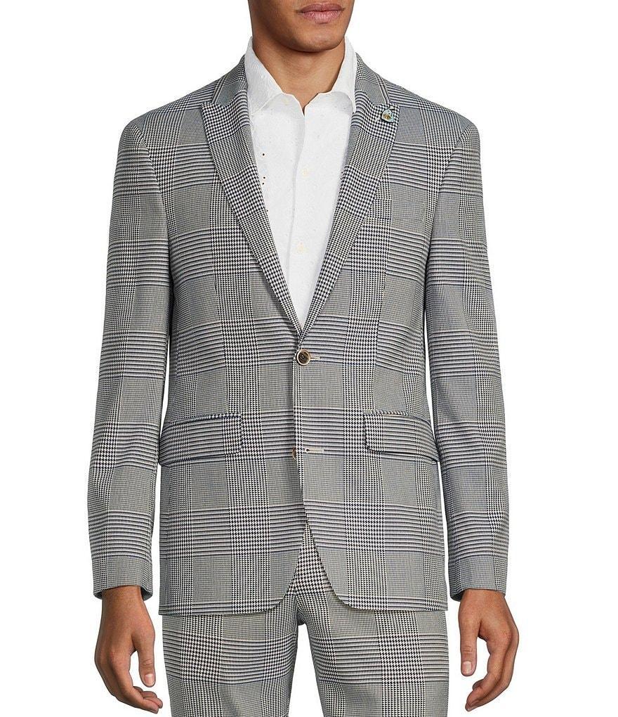 Murano Modern Maritime Collection Slim-Fit Plaid Blazer Product Image