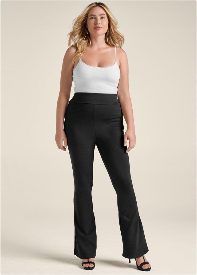 Flared Leg Ponte Pants - Black Product Image