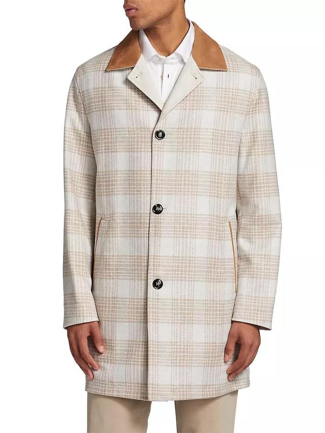 Plaid Reversible Cashmere-Blend Rain Coat Product Image