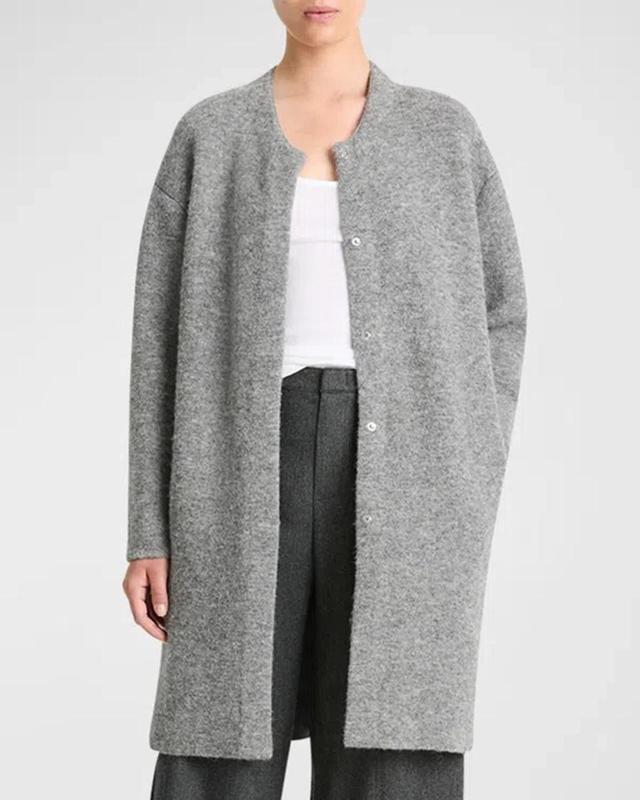 Sculpted Wool-blend Car Coat In Grey Product Image