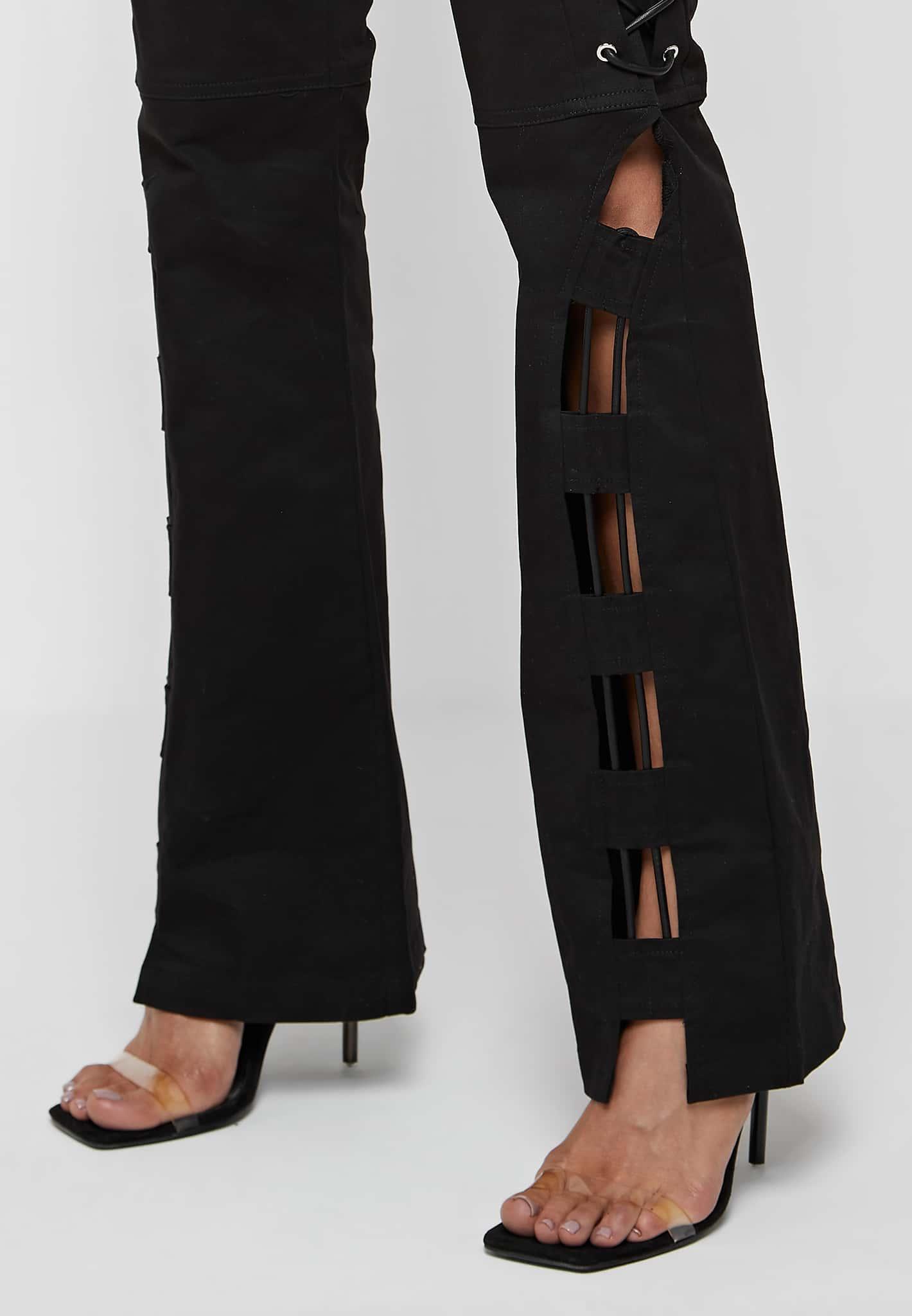 Lace Up Trousers - Black Female Product Image