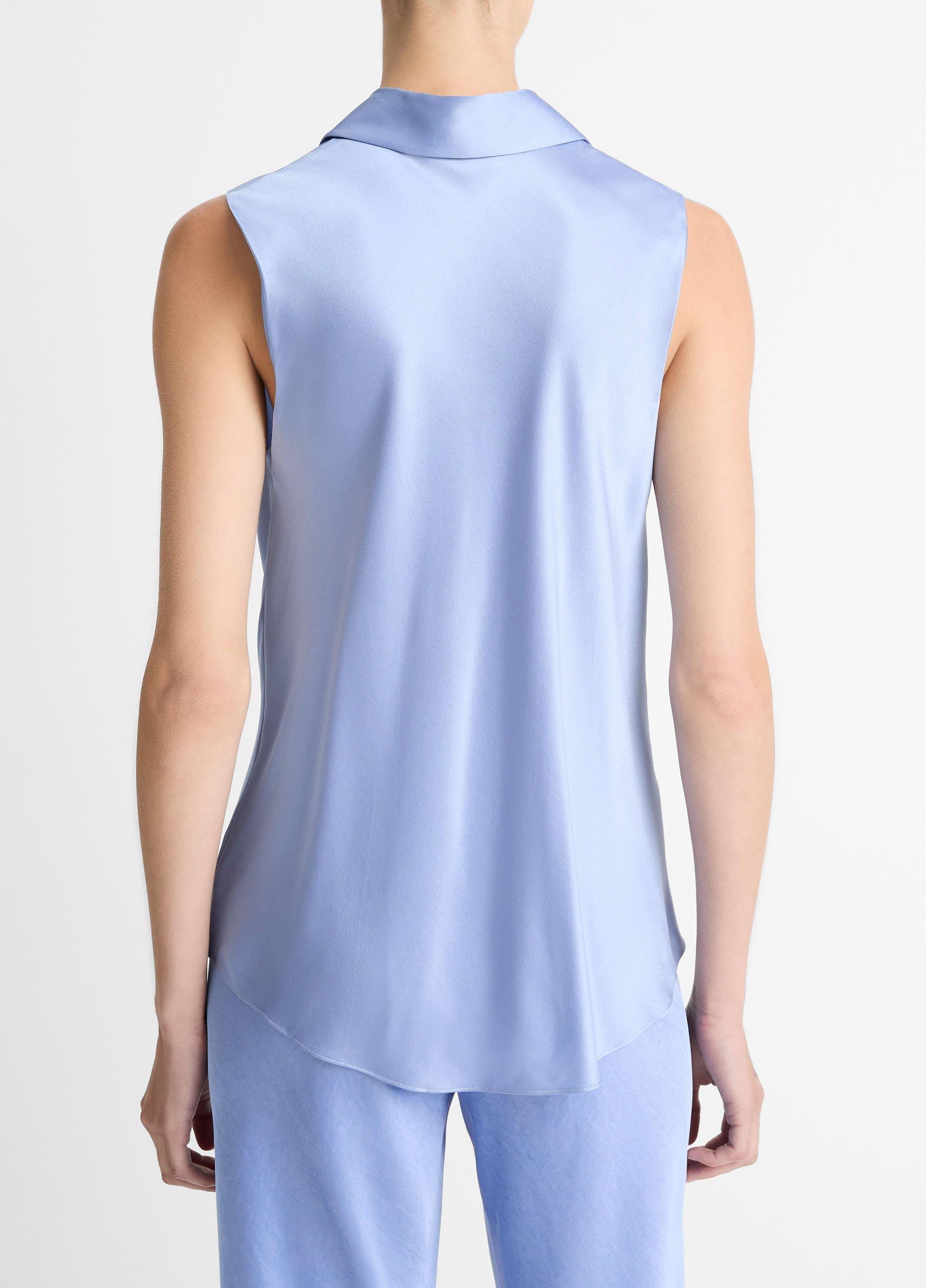 Silk Bias Button-Front Sleeveless Shirt Product Image