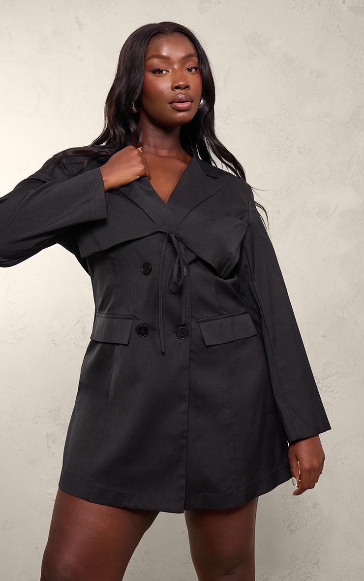 Plus Black Pocket Detail Tailored Blazer Mini Dress Product Image