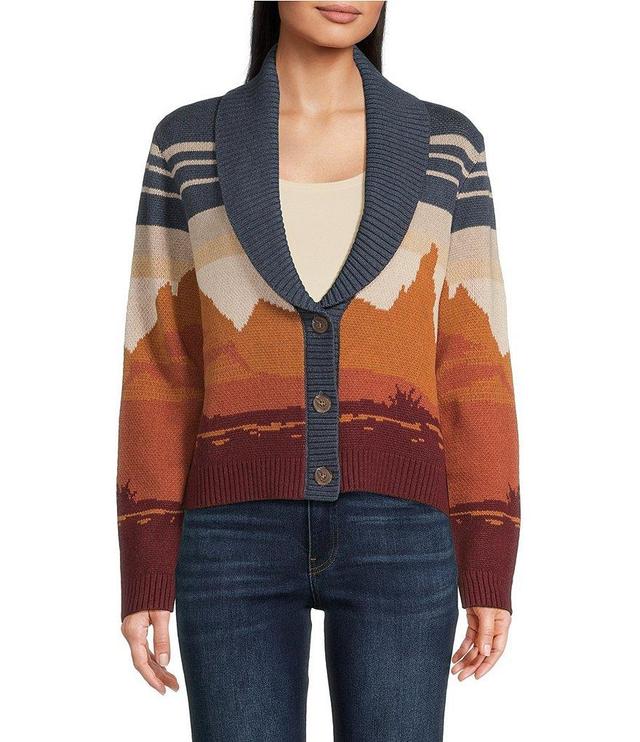 Pendleton Western Scenic Shawl Collar Long Sleeve Cardigan Product Image