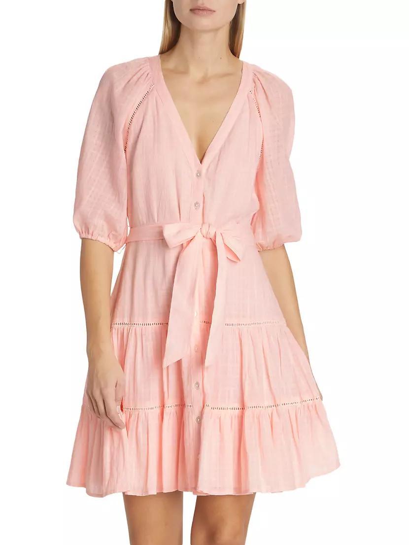 Dewey Tiered Cotton Tie-Waist Minidress Product Image