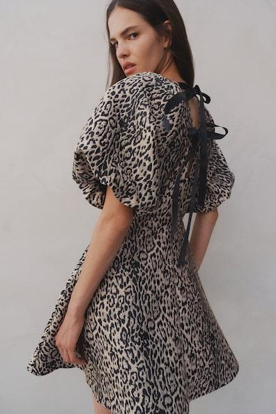 Jacquard-weave Tie-back Dress Product Image