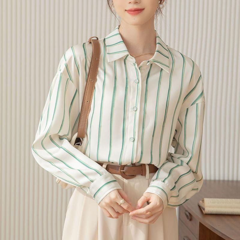 Striped Button-Up Shirt Product Image