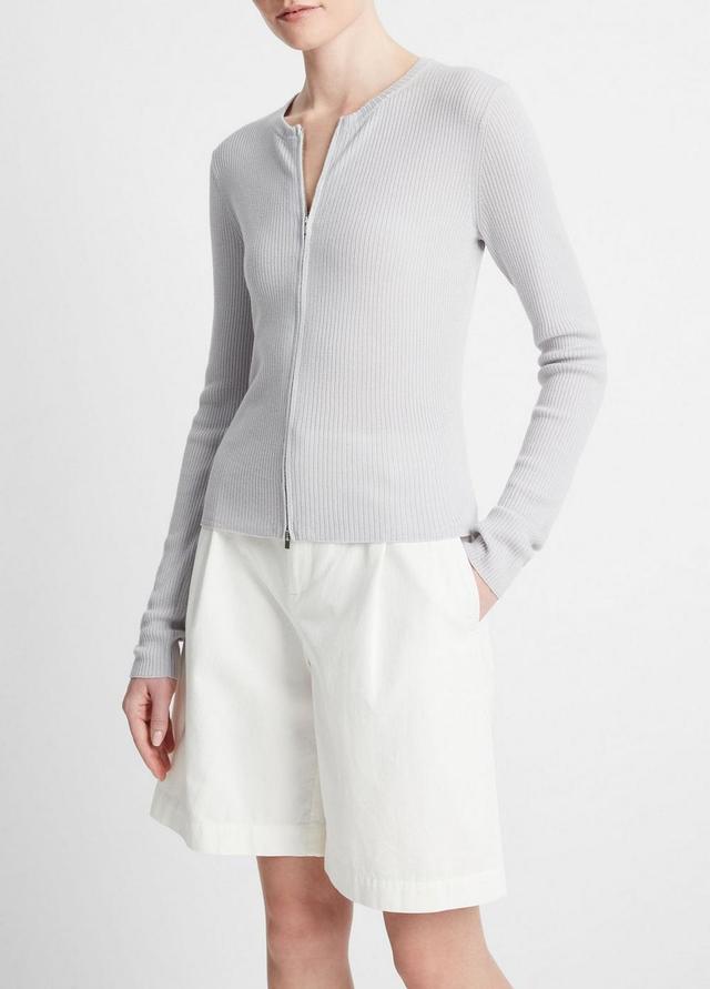 Ribbed Wool-Blend Slim Cardigan Product Image