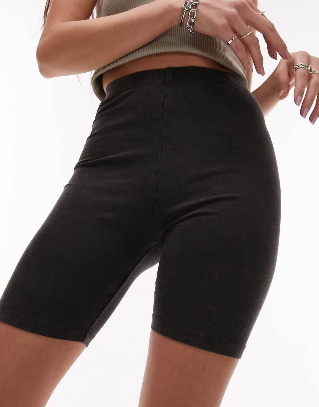 Topshop plain color washed legging short in charcoal product image