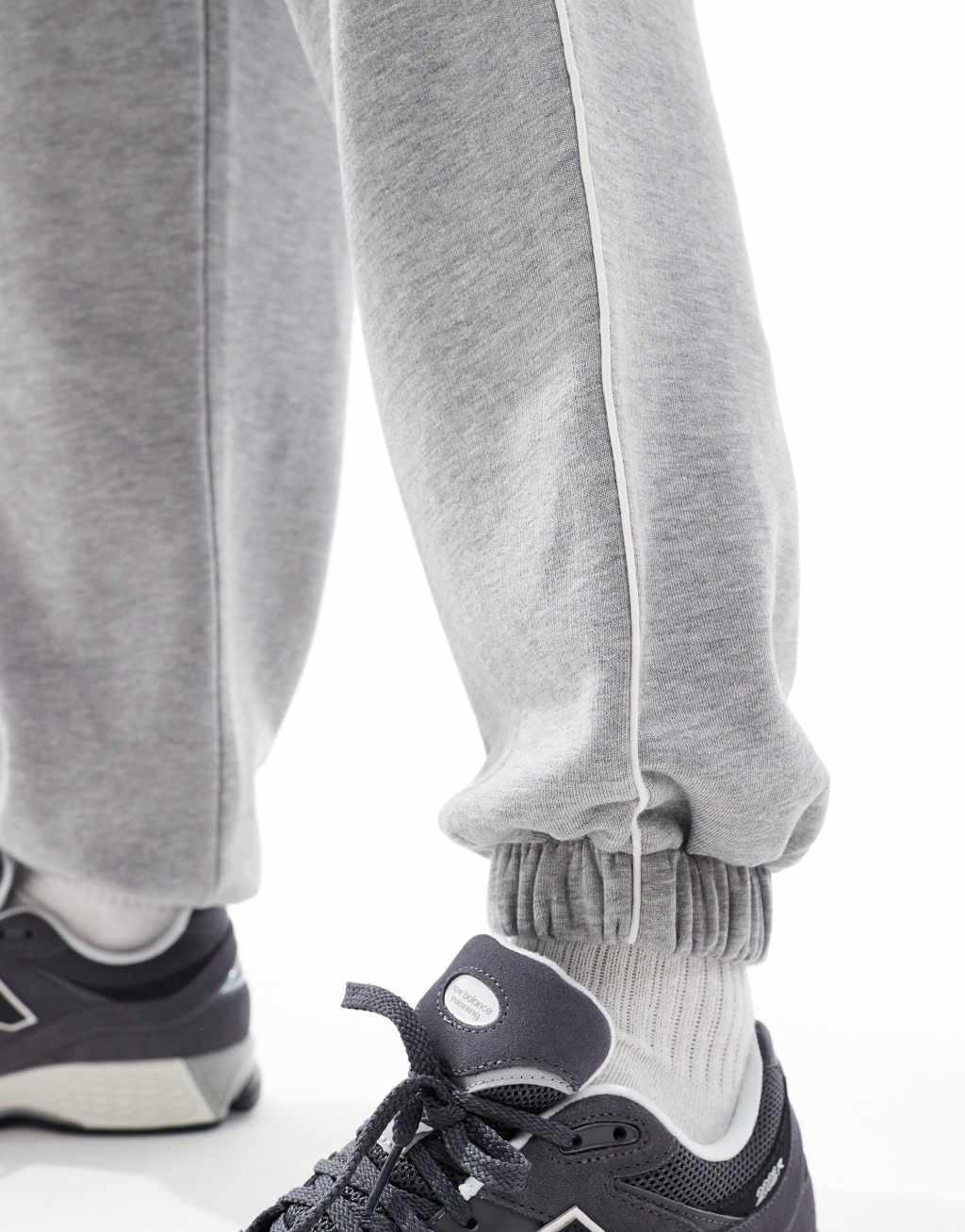 ASOS DESIGN oversized sweatpants with piping in gray heather Product Image