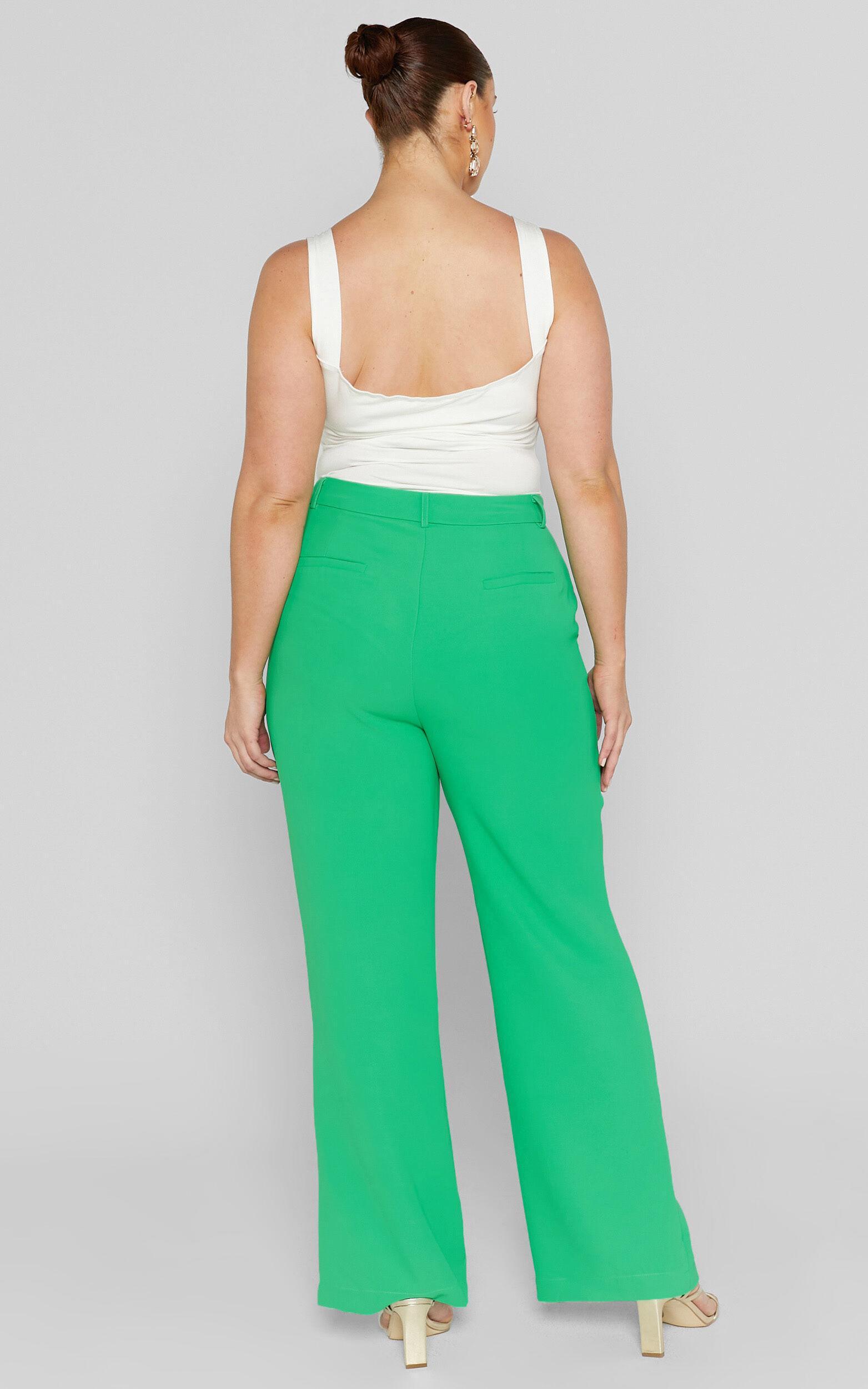 Bonnie Pants - High Waisted Tailored Wide Leg Pants in Green Product Image