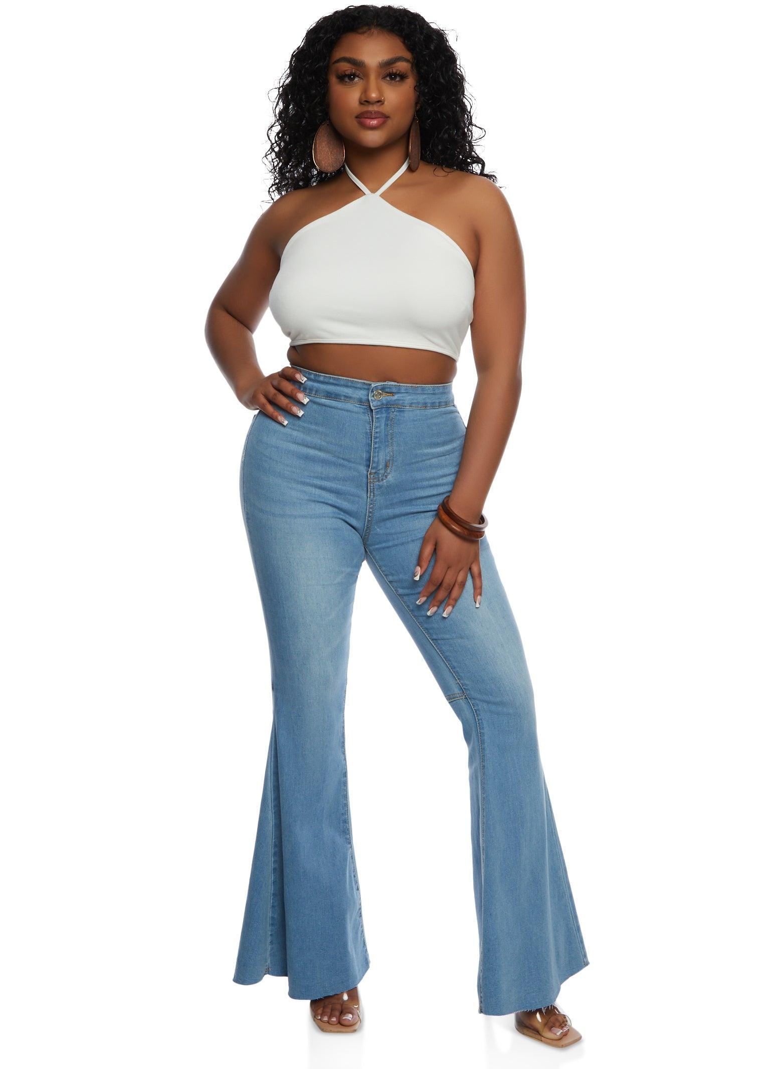 Womens WAX Raw Hem Flare Jeans Product Image