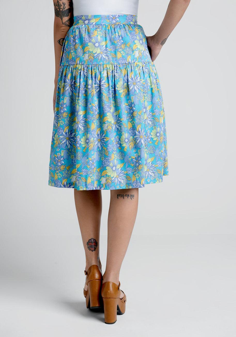 Daisies At Nightfall Tiered Midi Skirt Product Image