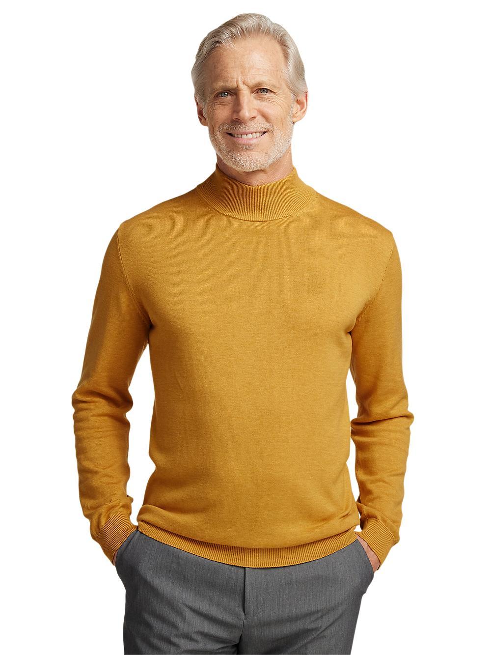 Supima Cotton Mock Neck Sweater - Mustard Product Image