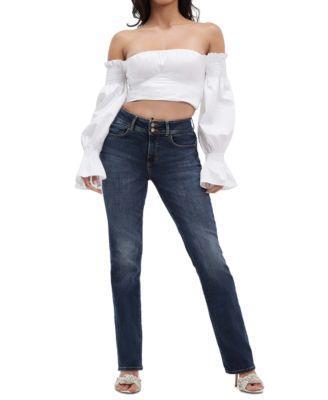 Guess Womens Shape Up Straight-Leg Ankle Jeans Product Image