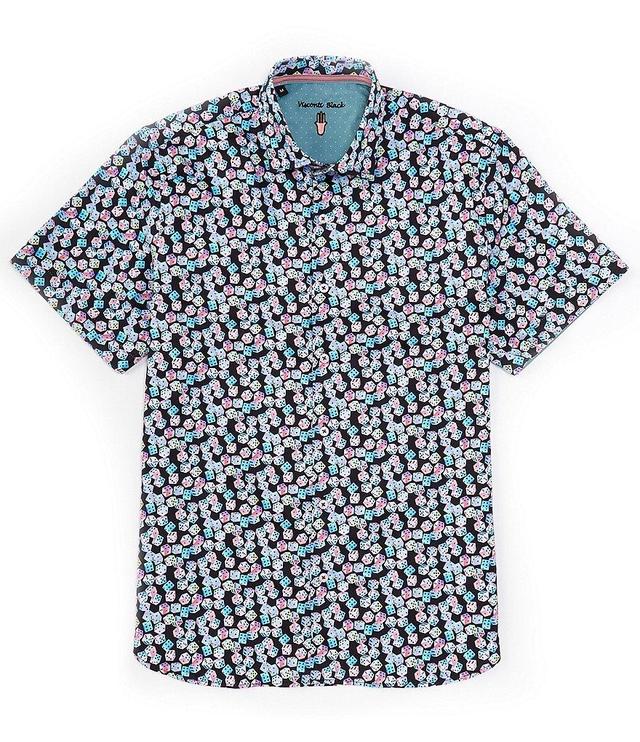 Visconti Stretch Dice Print Short Sleeve Woven Shirt Product Image