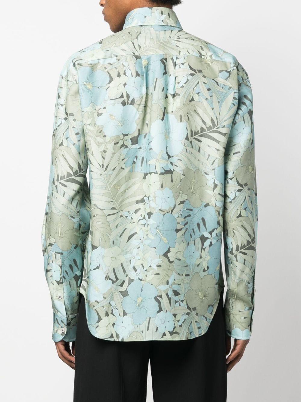 TOM FORD Button-down Collar Floral-print Lyocell-blend Shirt In Multicolore Product Image