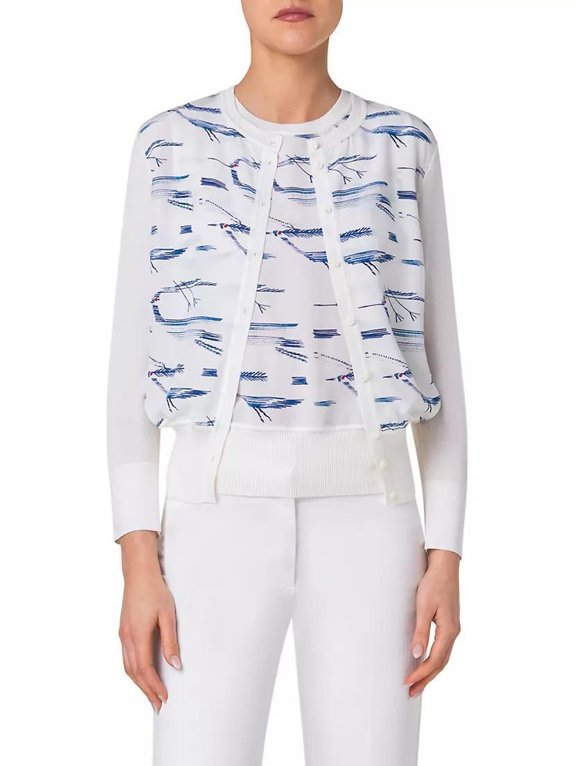 Silk Kasuri Bird Print Cardigan Product Image