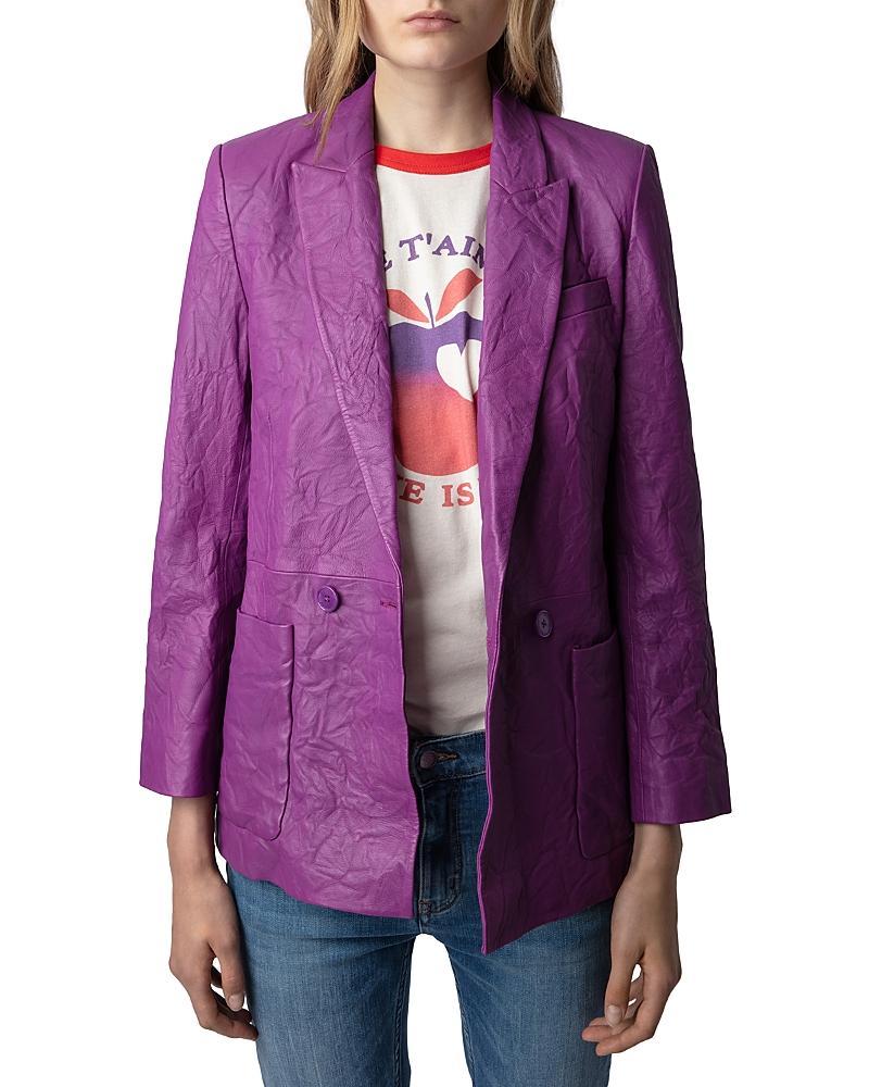 Womens Visko Crinkle Leather Blazer Product Image