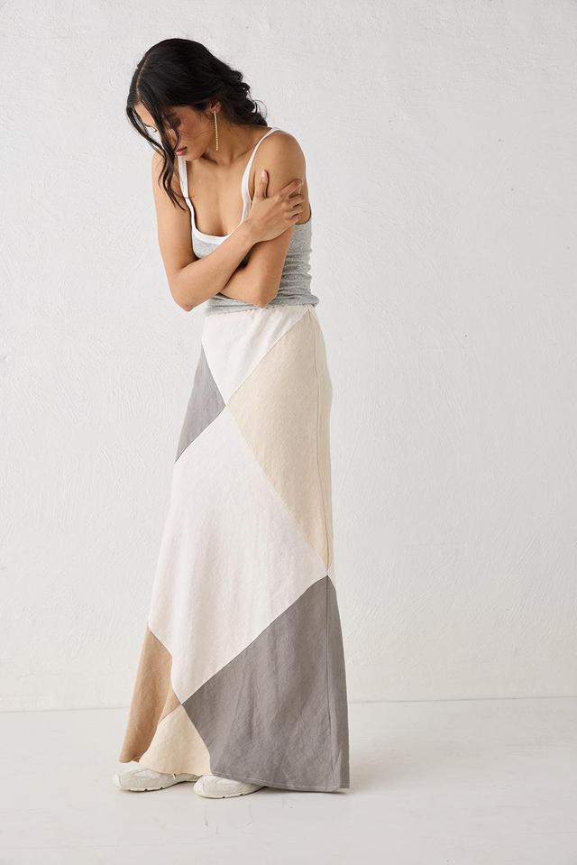 Valencia Bias Cut Linen Maxi Skirt Charcoal Product Image