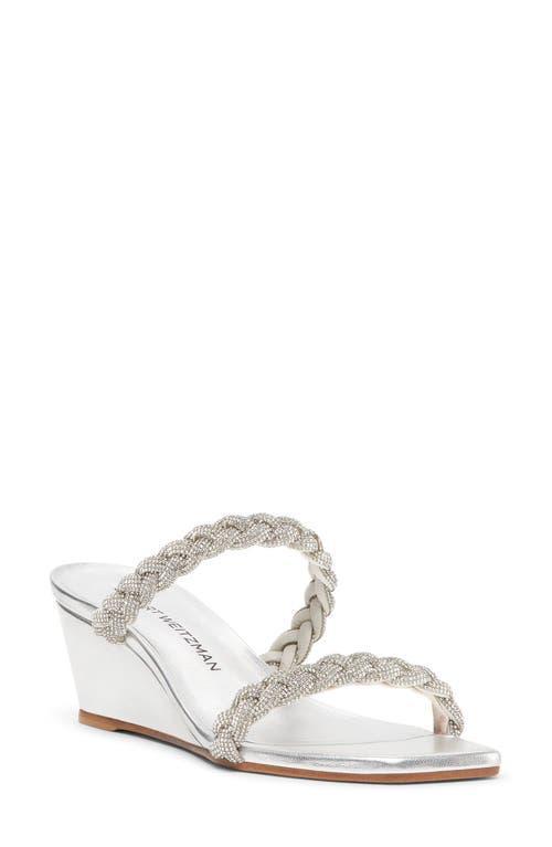 Highshine Crystal Braid Wedge Sandals In Silver Product Image