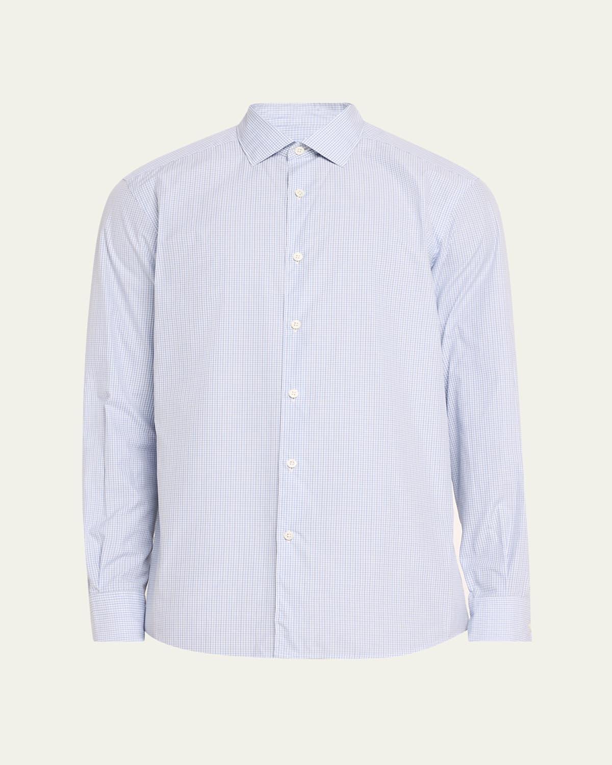 Mens Cotton Micro-Plaid Sport Shirt Product Image