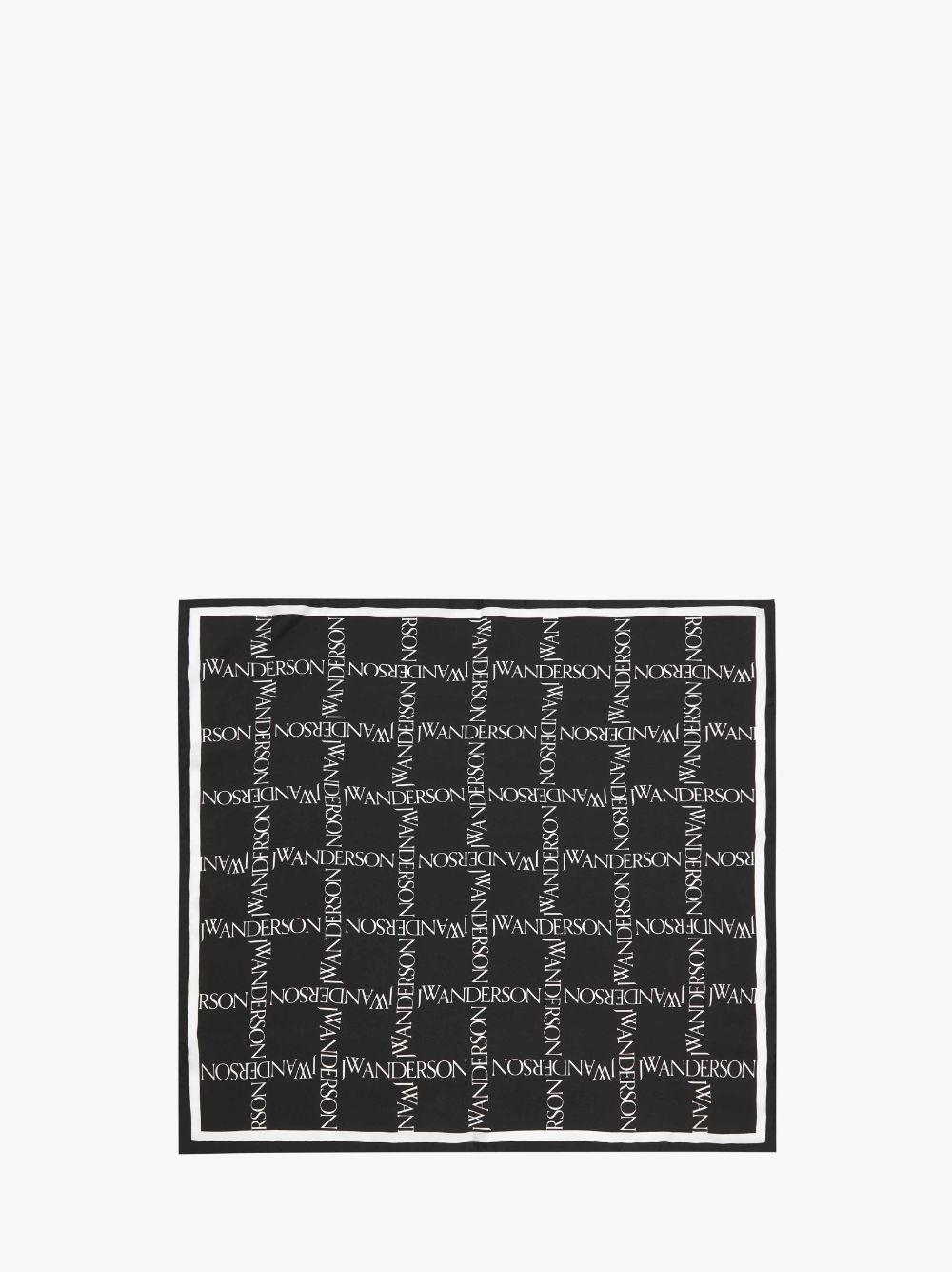 SILK SCARF WITH LOGO GRID MOTIF in black | JW Anderson US  Product Image