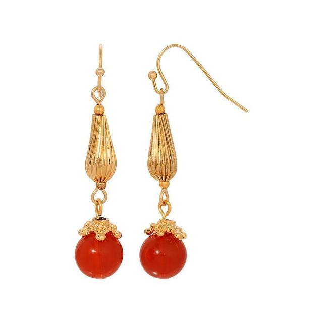 1928 Gold Tone Orange Bead Drop Earrings, Womens Product Image