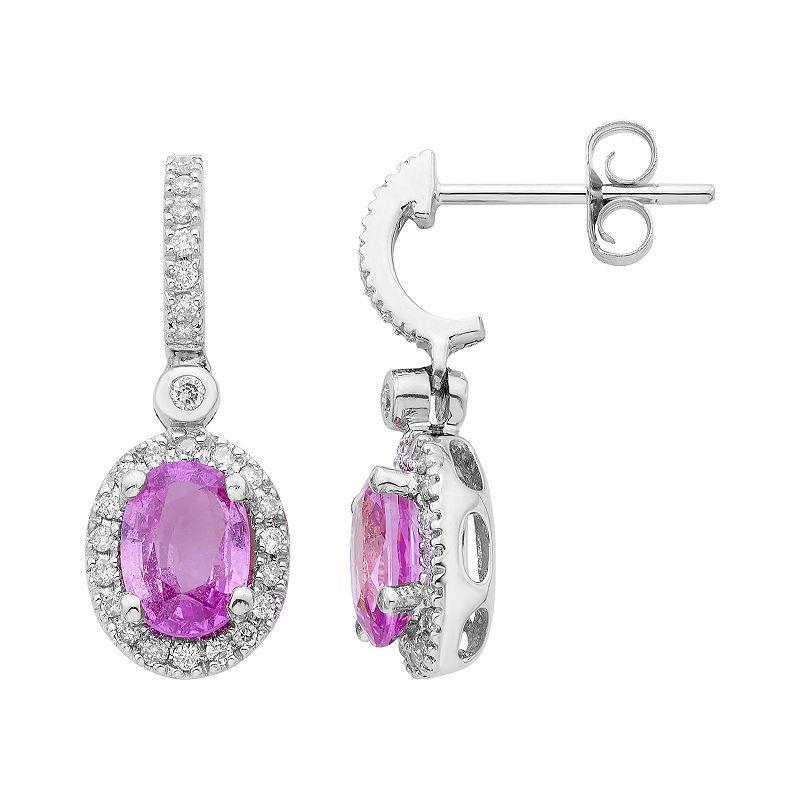 14k Rose Gold Pink Sapphire & 1/4 Carat T.W. IGL Certified Diamond Oval Earrings, Womens Product Image