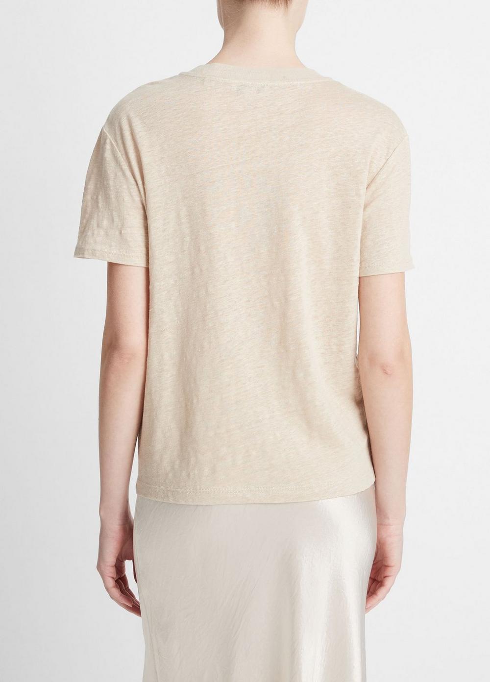 Linen Drop-Shoulder Crew Neck T-Shirt Product Image