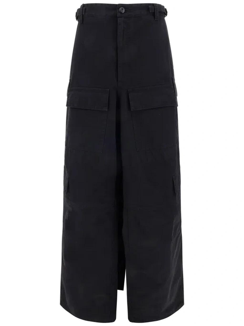 BALENCIAGA Apron Cotton Cargo Maxi Skirt In Black Product Image