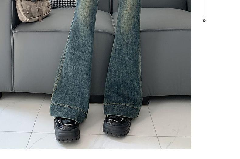 High Rise Washed Flared Jeans (Various Designs) Product Image