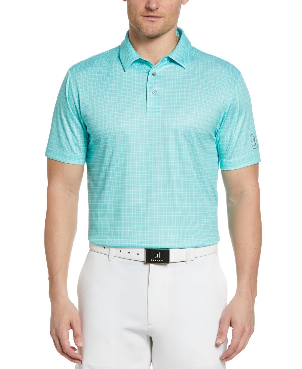 Pga Tour Mens Check Print Short-Sleeve Golf Polo Shirt Product Image