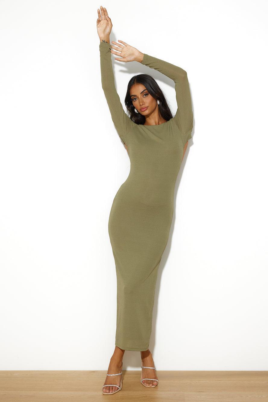 Sleekest Of Them All Maxi Dress Olive Product Image