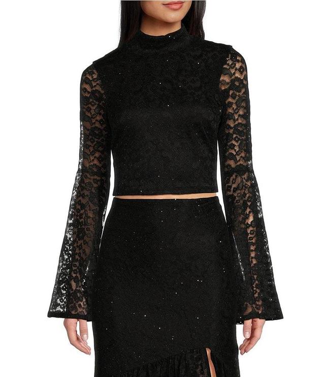 Guess Dominique Coordinating Patterned Lace Long Sleeve Top Product Image