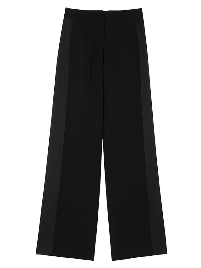 Wide-Leg Satin Side Stripe Trousers Product Image