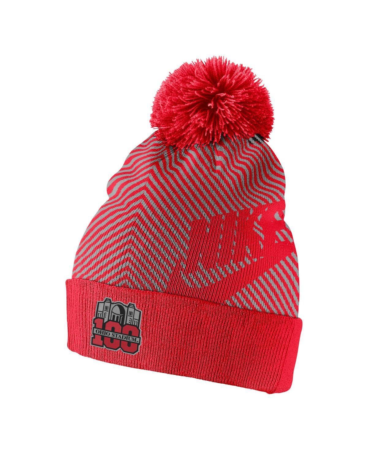 Mens Nike Scarlet Ohio State Buckeyes 100th Anniversary Ohio Stadium Cuffed Knit Hat with Pom Product Image