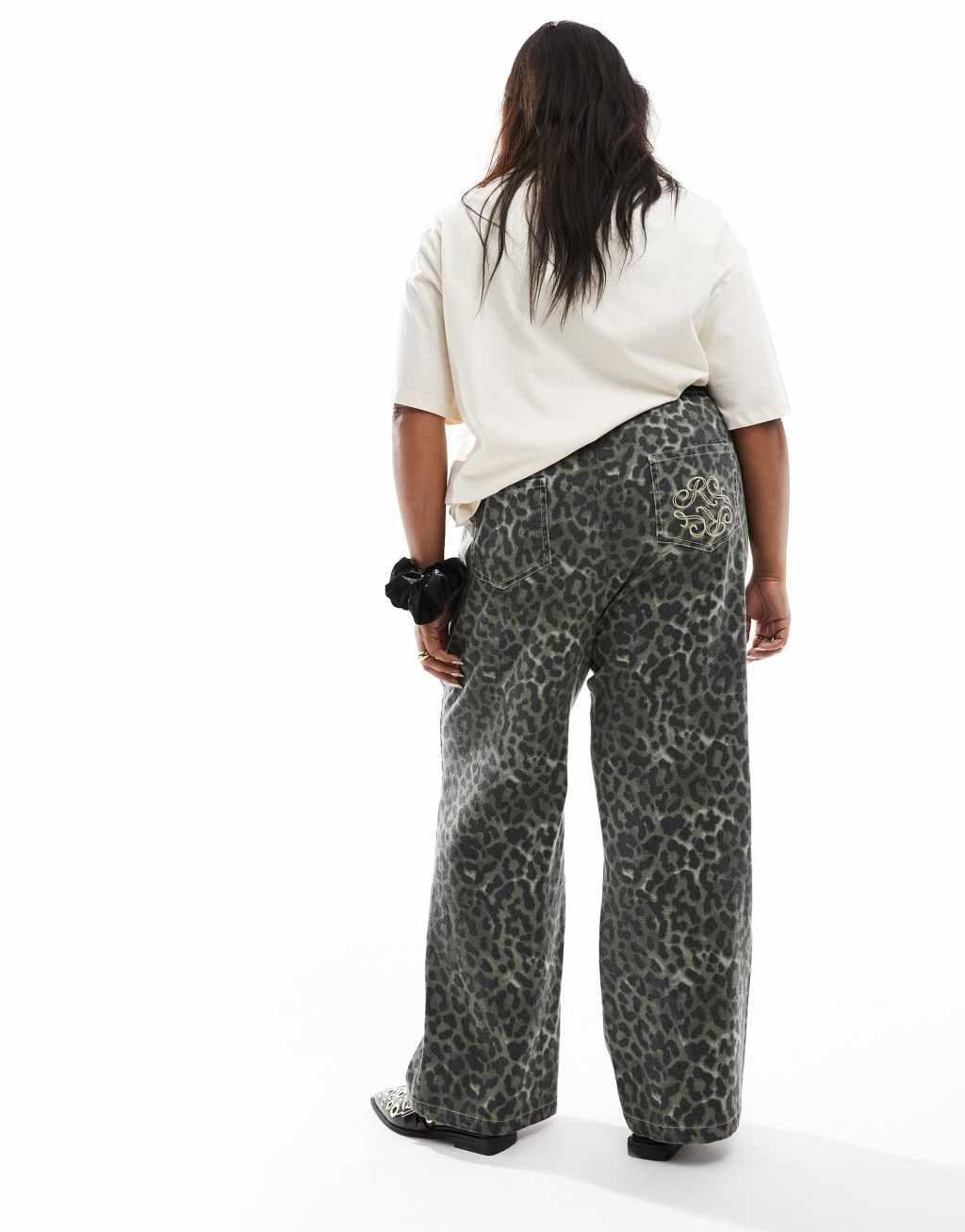 Renee Studio x Holly Wynne exclusive wide leg pants in leopard print Product Image