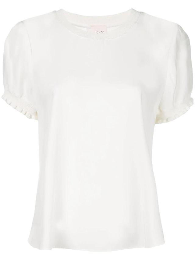 Cinq A Sept Lenny Short-sleeve Silk Top In Ivory Product Image