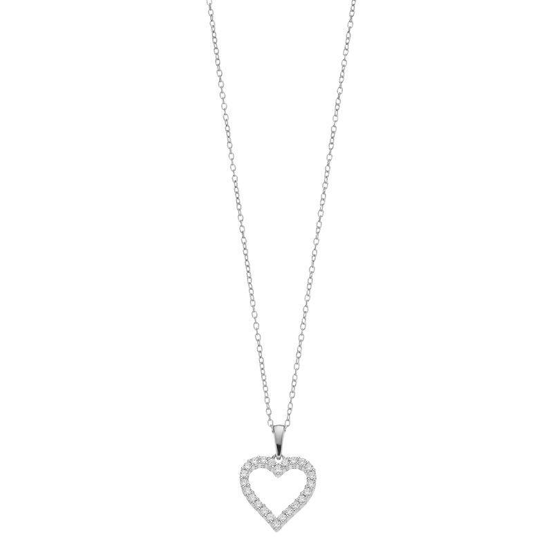 Diamond Brilliance 1/4 Carat T.W. Lab-Created Diamond Heart Pendant Necklace, Womens, Silver Tone Product Image