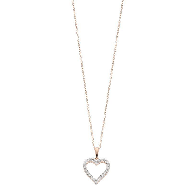 Diamond Brilliance 1/4 Carat T.W. Lab-Created Diamond Heart Pendant Necklace, Womens, Pink Tone Product Image