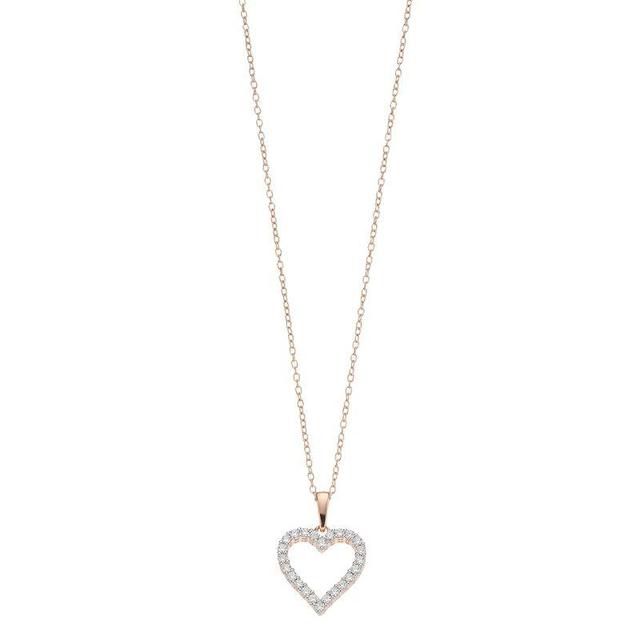 Diamond Brilliance 1/4 Carat T.W. Lab-Created Diamond Heart Pendant Necklace, Womens, Pink Product Image