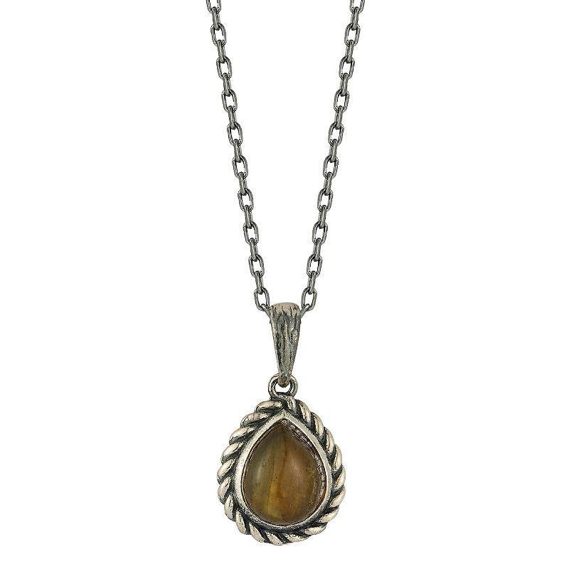 Sunkissed Sterling Oxidized Sterling Silver & Stone Teardrop Pendant Necklace, Womens Silver Tone Labradorit Product Image