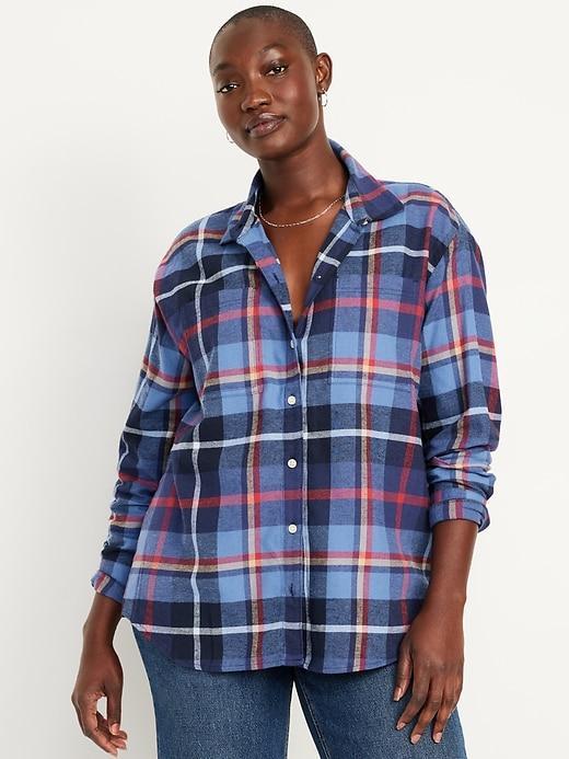 Flannel Boyfriend Button-Down Shirt Product Image