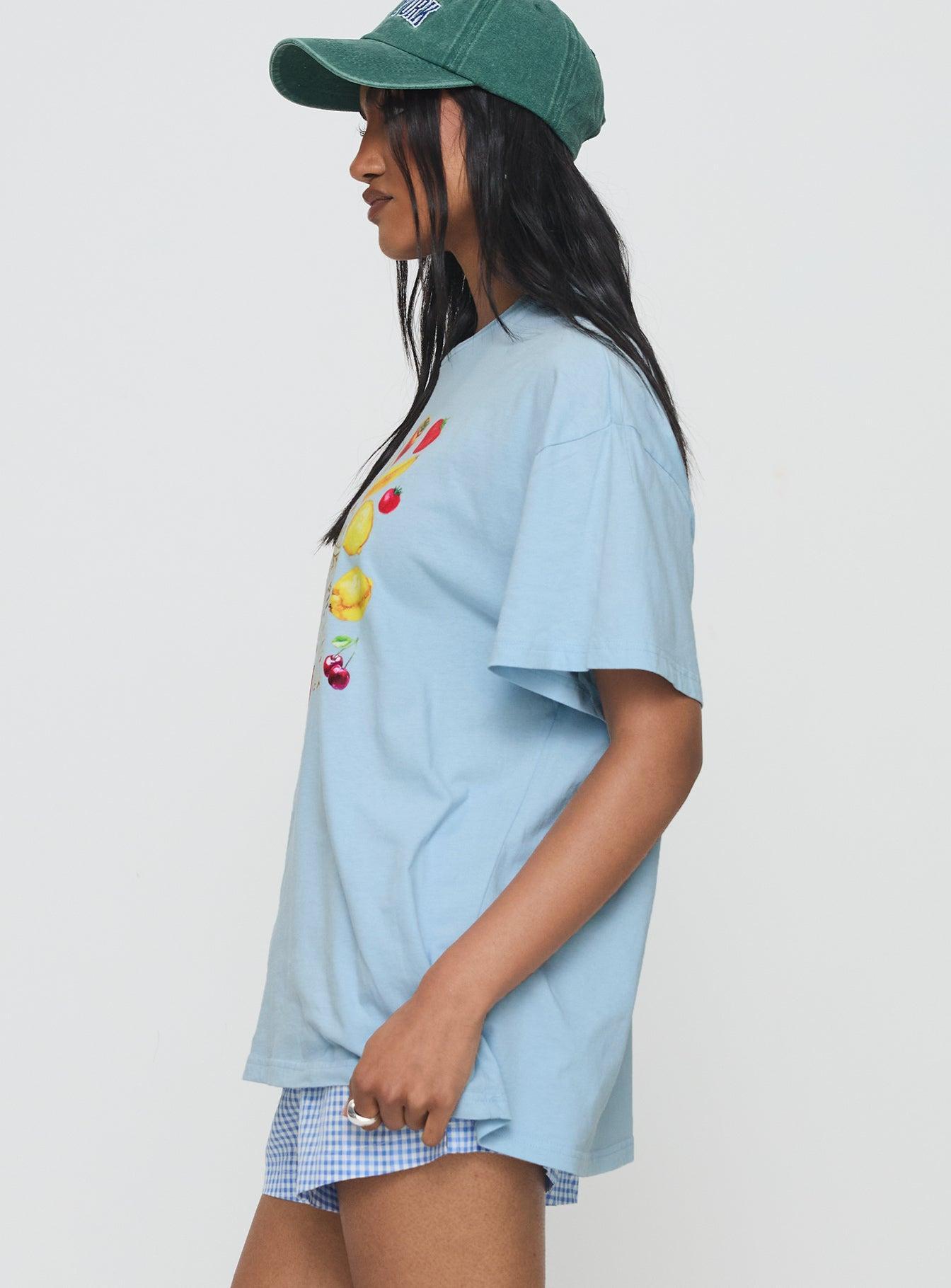 Grocery Run Oversized Graphic Tee Blue Product Image