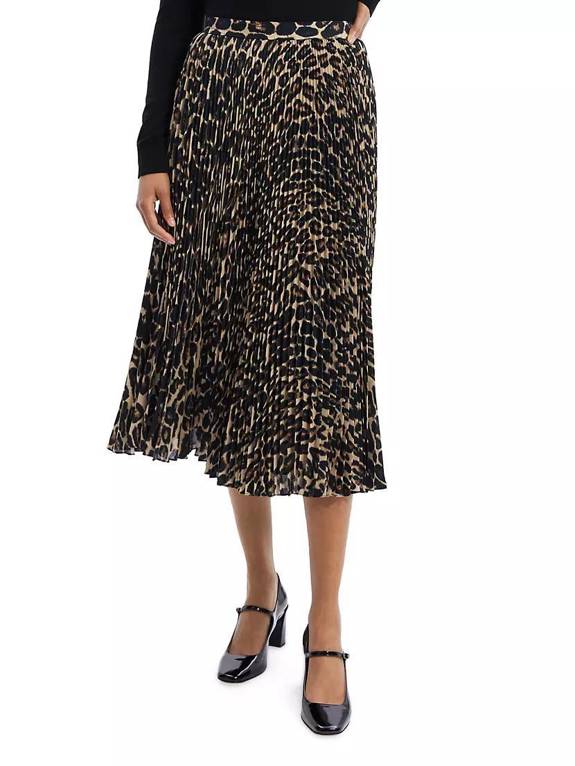 Pleated Leopard Midi-Skirt Product Image